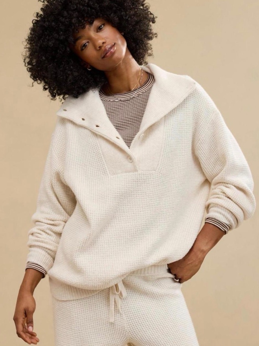 Aerie Waffle-Knit Pullover Sweatshirt